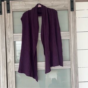 Meg Cohen Cashmere Rectangle Lettuce Hem Ribbed Scarf Purple